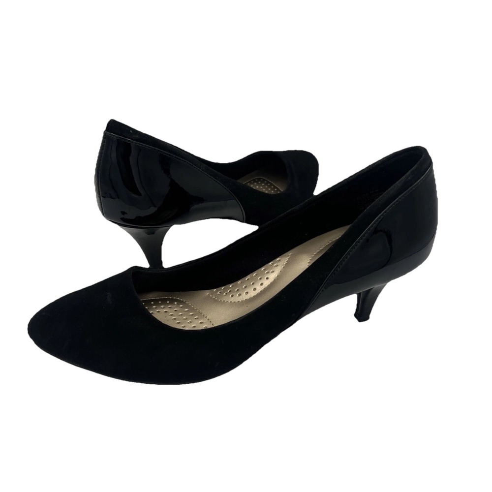 Dexflex Comfort‎ Jeanne Women's Black Faux Suede & patent leather Pump Shoes 8.5